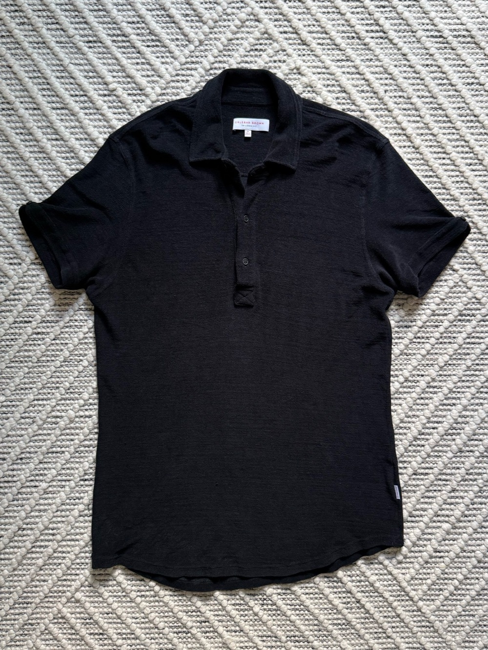 Orlebar Brown Terry Towelling Polo Shirt Black Tailored Fit Resort Polo XXL